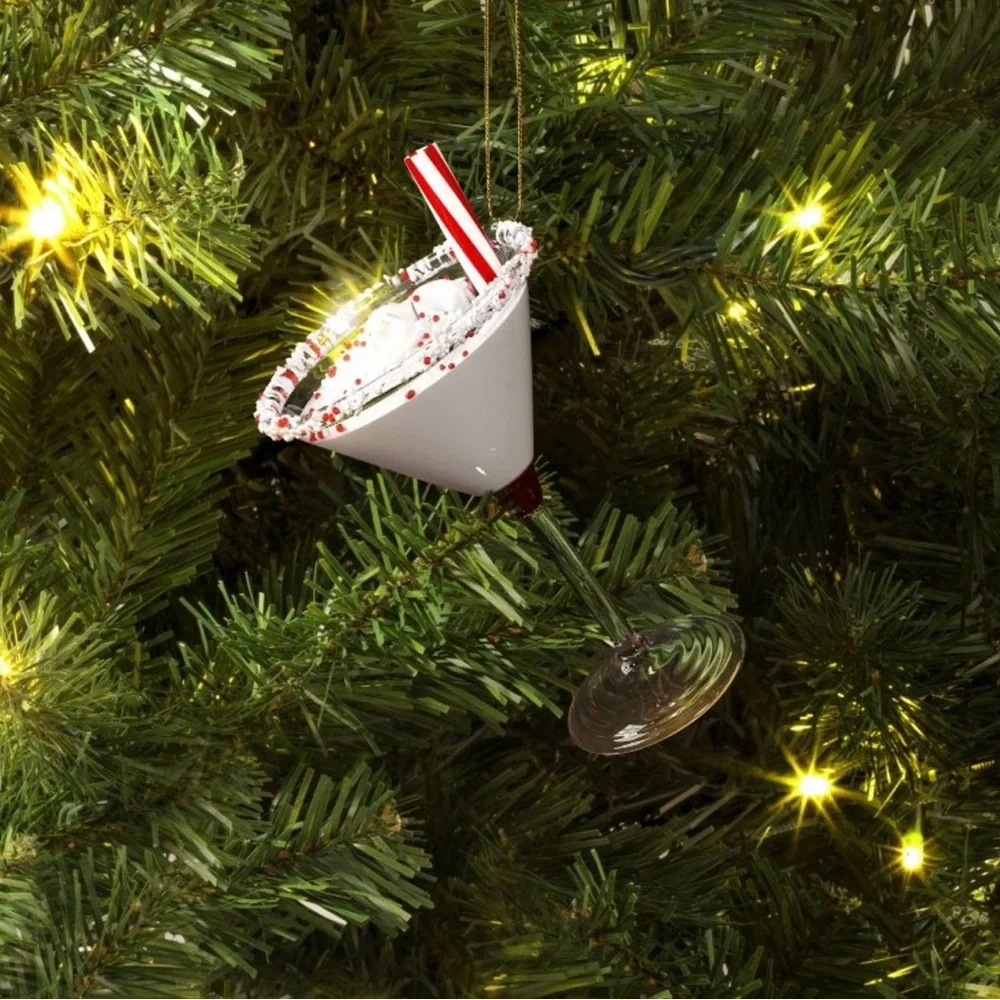 ❤️ PEPPERMINT MARTINI GLASS ORNAMENT NEW